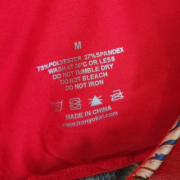 Iron Yokai Erin Sports Bra & Legging Matching Set Gym Floral Bird Red Medium - Picture 4 of 10